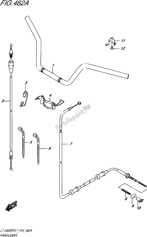 All parts for the Handlebar of the Suzuki LT-A 500 XP 2017