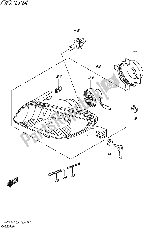 All parts for the Headlamp of the Suzuki LT-A 500 XP 2017