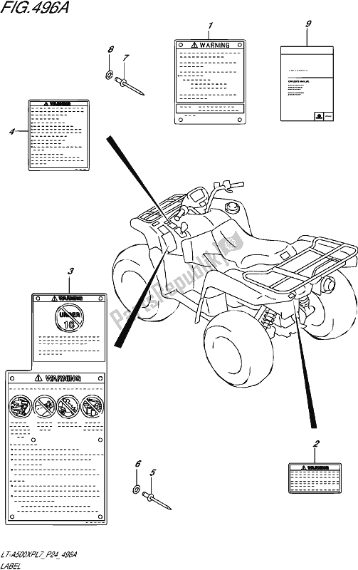 All parts for the Label of the Suzuki LT-A 500 XP 2017