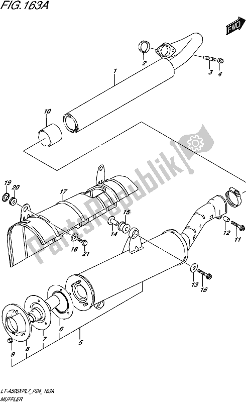 All parts for the Muffler of the Suzuki LT-A 500 XP 2017