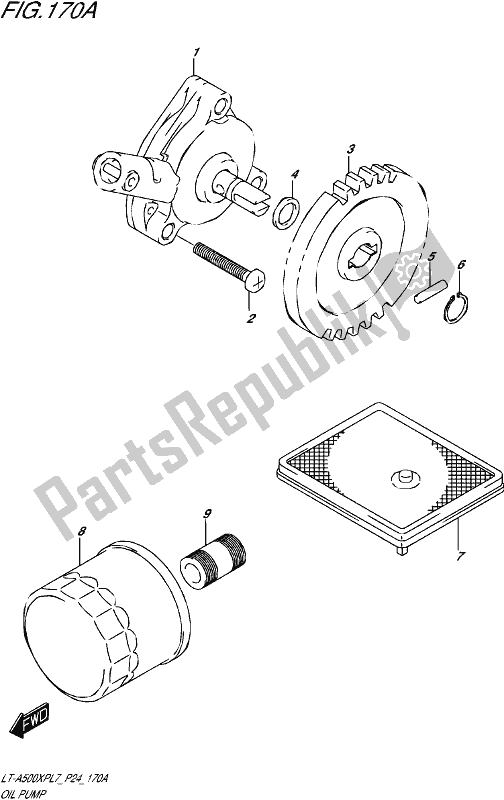 All parts for the Oil Pump of the Suzuki LT-A 500 XP 2017