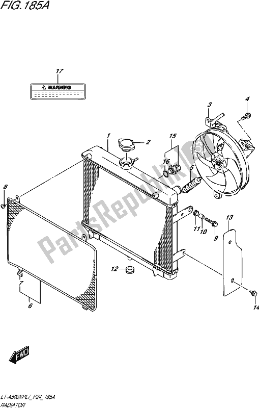 All parts for the Radiator of the Suzuki LT-A 500 XP 2017