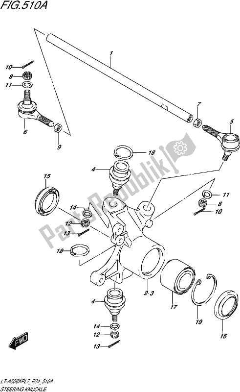 All parts for the Steering Knuckle of the Suzuki LT-A 500 XP 2017
