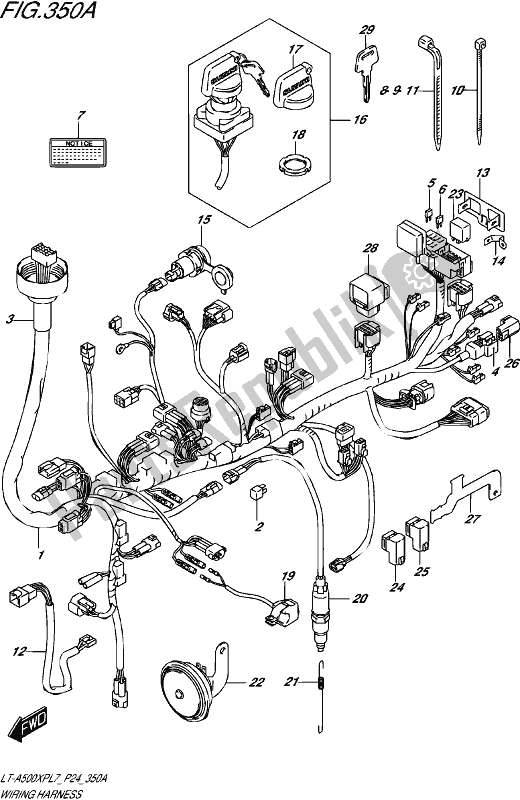 All parts for the Wiring Harness of the Suzuki LT-A 500 XP 2017