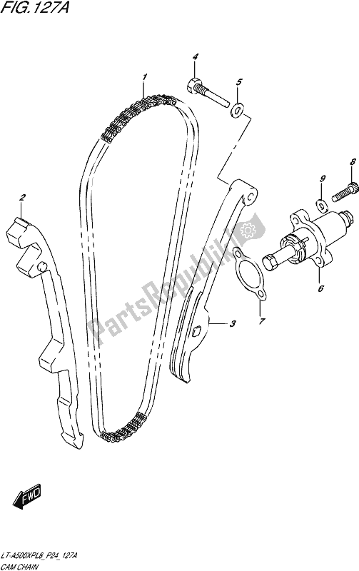 All parts for the Cam Chain of the Suzuki LT-A 500 XP 2018