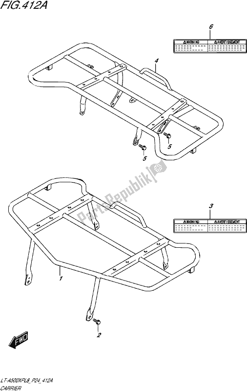 All parts for the Carrier of the Suzuki LT-A 500 XP 2018