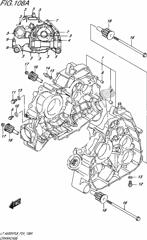 All parts for the Crankcase of the Suzuki LT-A 500 XP 2018