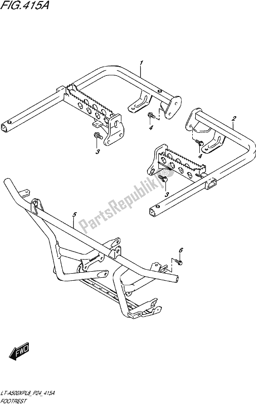 All parts for the Footrest of the Suzuki LT-A 500 XP 2018