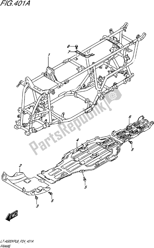 All parts for the Frame of the Suzuki LT-A 500 XP 2018