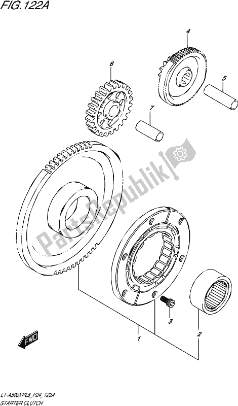 All parts for the Starter Clutch of the Suzuki LT-A 500 XP 2018