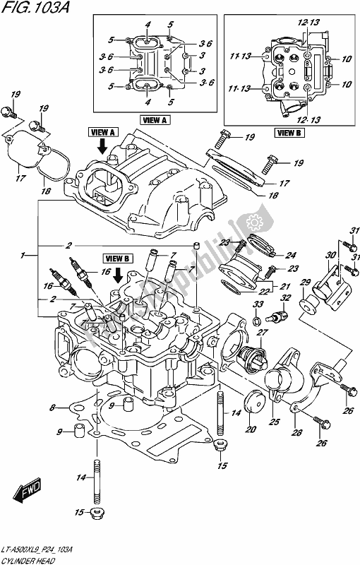 Todas las partes para Cabeza De Cilindro de Suzuki LT-A 500 XP 2019