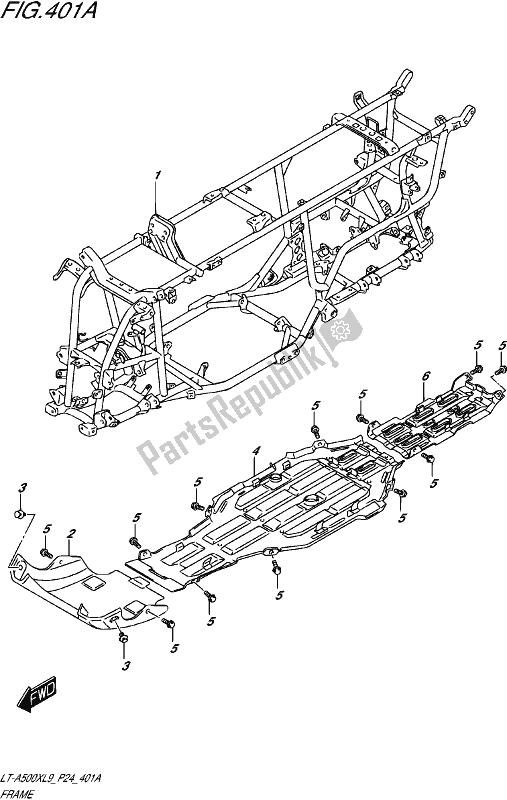 All parts for the Frame of the Suzuki LT-A 500 XP 2019