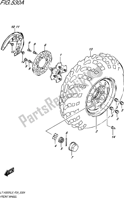 Tutte le parti per il Ruota Anteriore del Suzuki LT-A 500 XP 2019