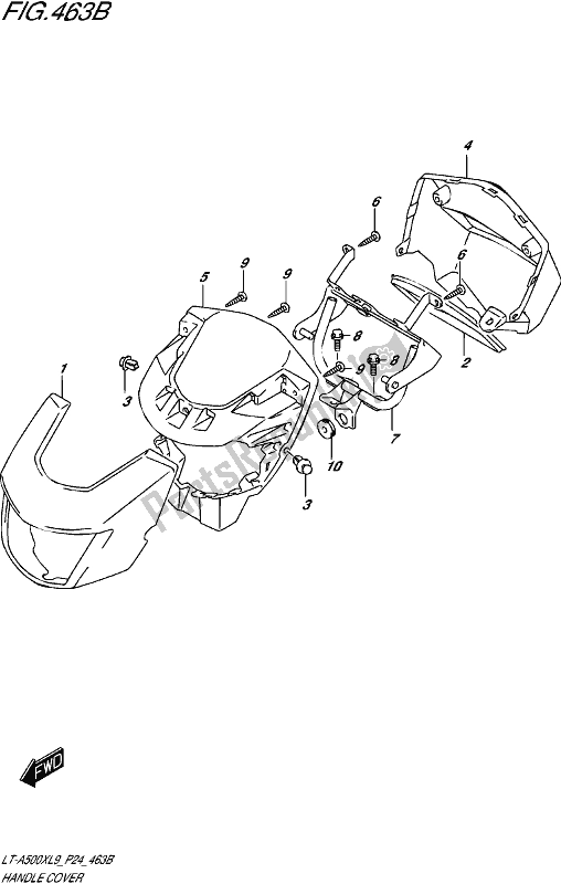 All parts for the Handle Cover (lt-a500xpl9 P24) of the Suzuki LT-A 500 XP 2019