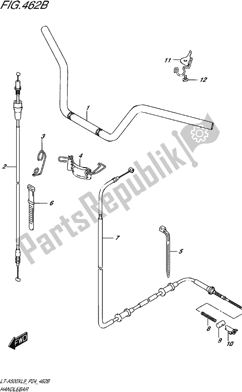 Tutte le parti per il Handlebar (lt-a500xpl9 P24) del Suzuki LT-A 500 XP 2019