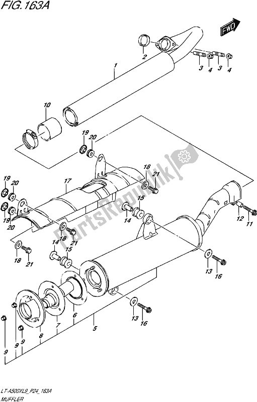 All parts for the Muffler of the Suzuki LT-A 500 XP 2019