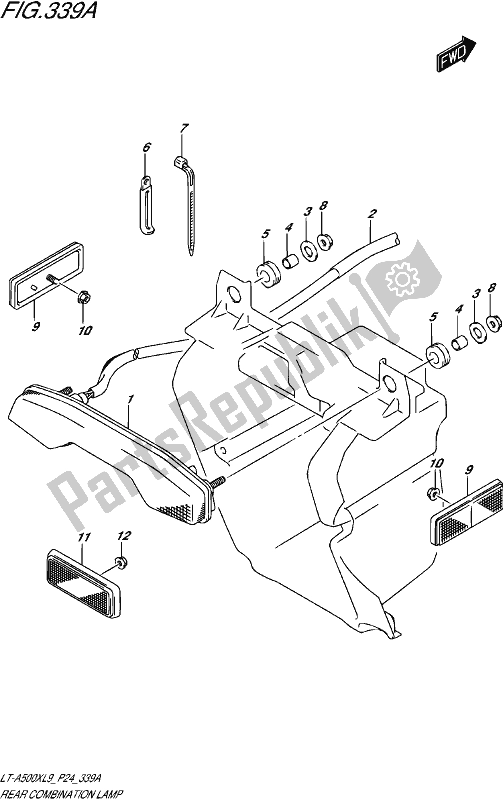 All parts for the Rear Combination Lamp of the Suzuki LT-A 500 XP 2019