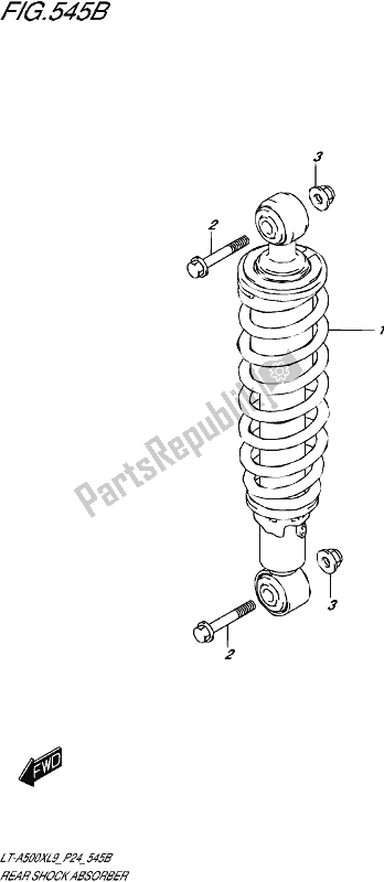 All parts for the Rear Shock Absorber (lt-a500xpl9 P24) of the Suzuki LT-A 500 XP 2019