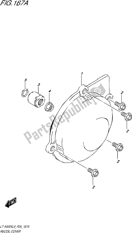 All parts for the Recoil Cover of the Suzuki LT-A 500 XP 2019