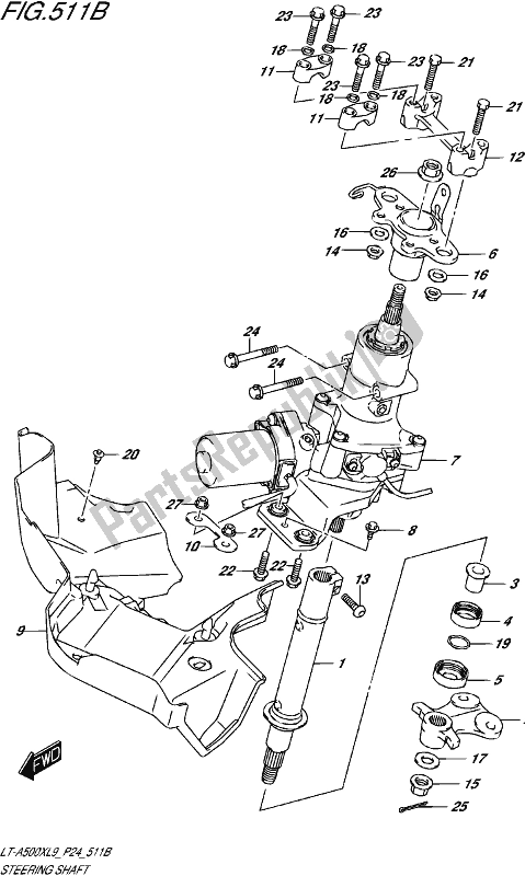 Wszystkie części do Steering Shaft (lt-a500xpl9 P24) Suzuki LT-A 500 XP 2019