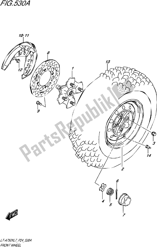 Tutte le parti per il Ruota Anteriore del Suzuki LT-A 750X 2017