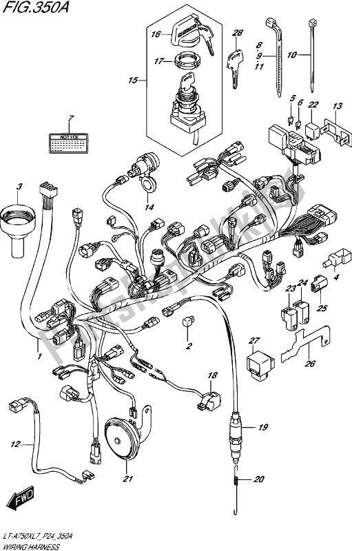 All parts for the Wiring Harness of the Suzuki LT-A 750X 2017