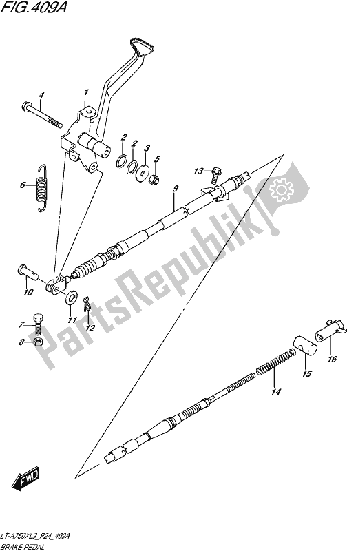 All parts for the Brake Pedal of the Suzuki LT-A 750X 2019