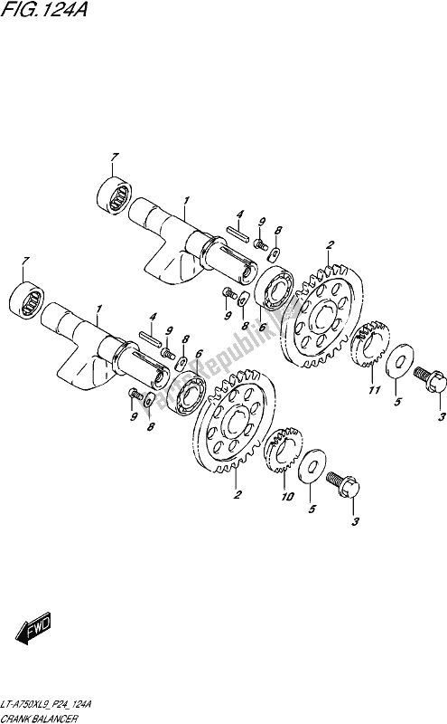 All parts for the Crank Balancer of the Suzuki LT-A 750X 2019