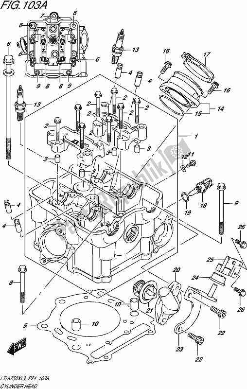 All parts for the Cylinder Head of the Suzuki LT-A 750X 2019