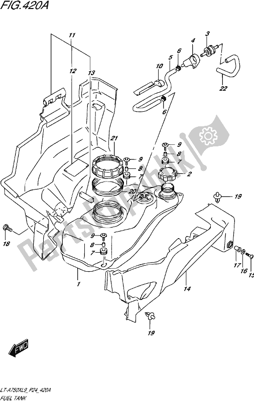 All parts for the Fuel Tank of the Suzuki LT-A 750X 2019