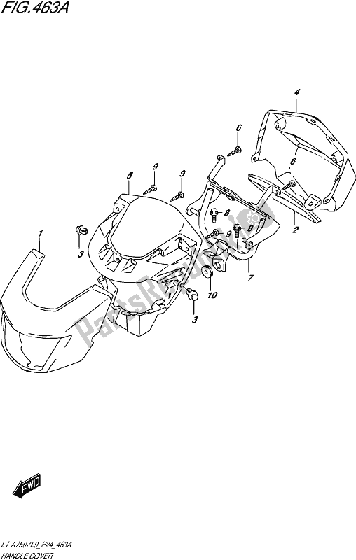 Tutte le parti per il Handle Cover (lt-a750xl9 P24) del Suzuki LT-A 750X 2019