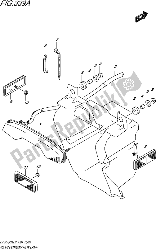 All parts for the Rear Combination Lamp of the Suzuki LT-A 750X 2019
