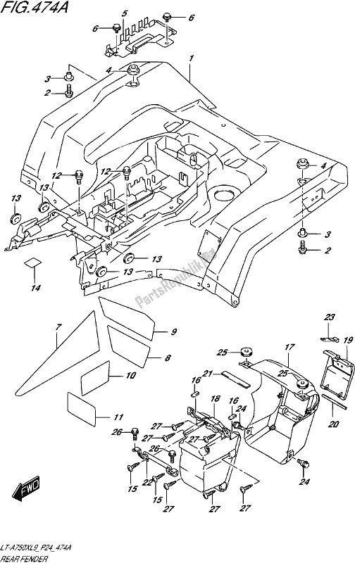 Wszystkie części do Rear Fender (lt-a750xl9 P24) Suzuki LT-A 750X 2019