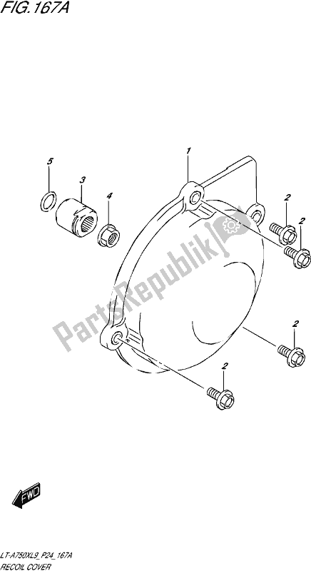 All parts for the Recoil Cover of the Suzuki LT-A 750X 2019