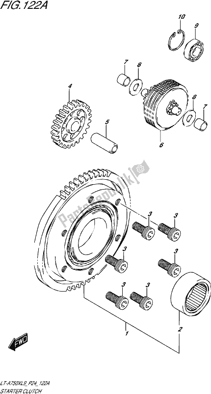 All parts for the Starter Clutch of the Suzuki LT-A 750X 2019