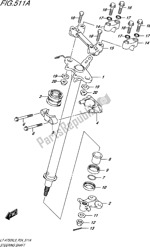 Tutte le parti per il Steering Shaft (lt-a750xl9 P24) del Suzuki LT-A 750X 2019