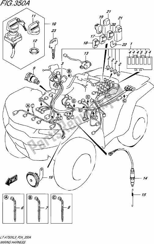 Tutte le parti per il Wiring Harness (lt-a750xl9 P24) del Suzuki LT-A 750X 2019