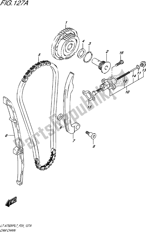 All parts for the Cam Chain of the Suzuki LT-A 750 XP 2017