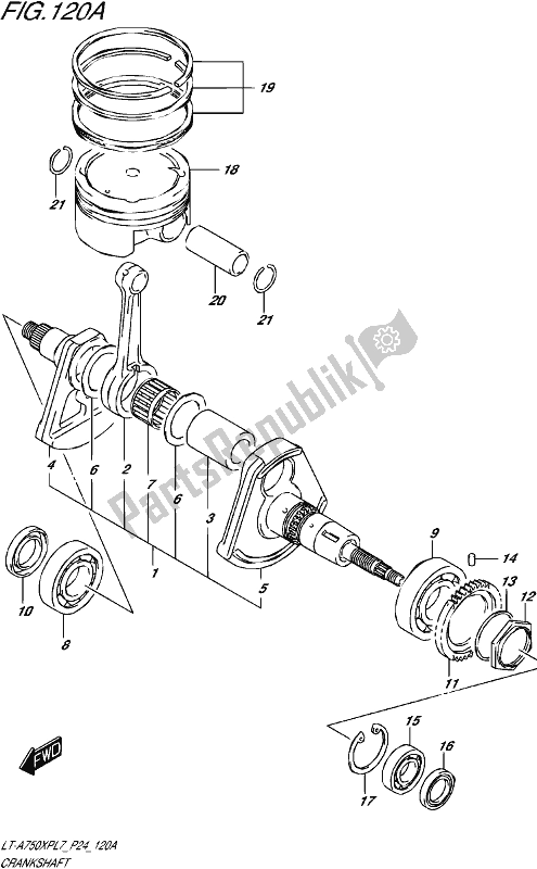 All parts for the Crankshaft of the Suzuki LT-A 750 XP 2017