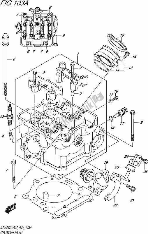 All parts for the Cylinder Head of the Suzuki LT-A 750 XP 2017