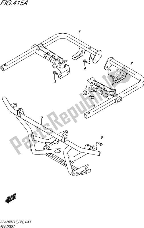 All parts for the Footrest of the Suzuki LT-A 750 XP 2017