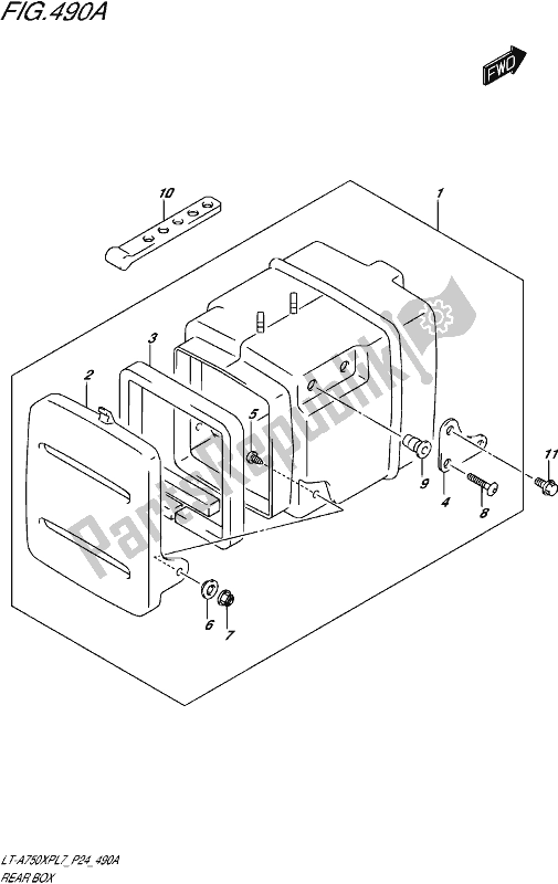 All parts for the Rear Box of the Suzuki LT-A 750 XP 2017