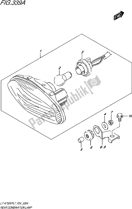 All parts for the Rear Combination Lamp of the Suzuki LT-A 750 XP 2017