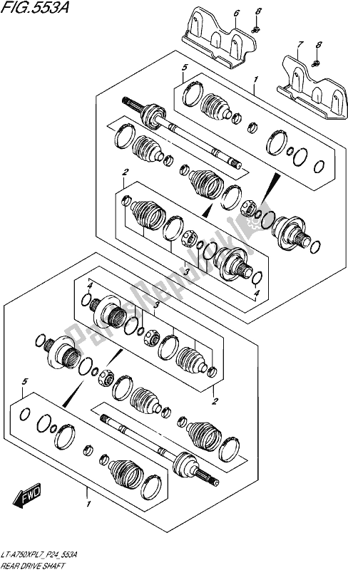 All parts for the Rear Drive Shaft of the Suzuki LT-A 750 XP 2017