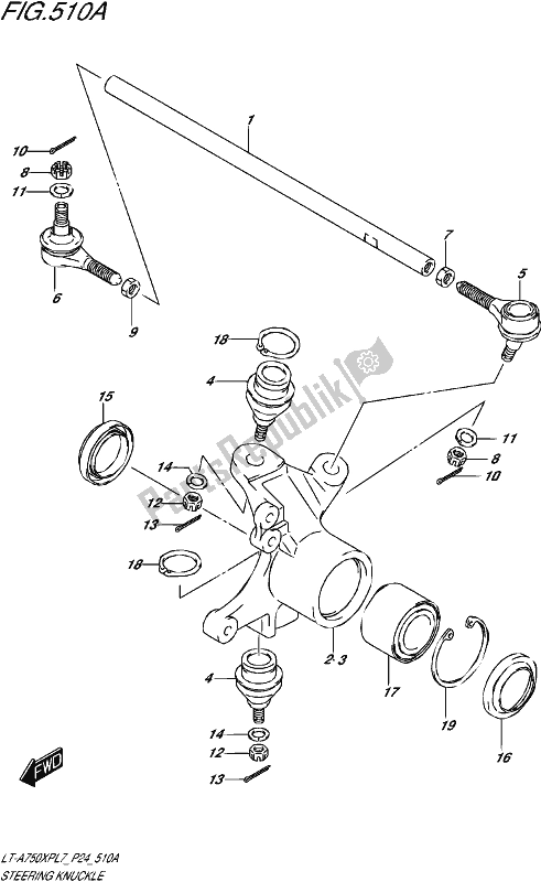 All parts for the Steering Knuckle of the Suzuki LT-A 750 XP 2017