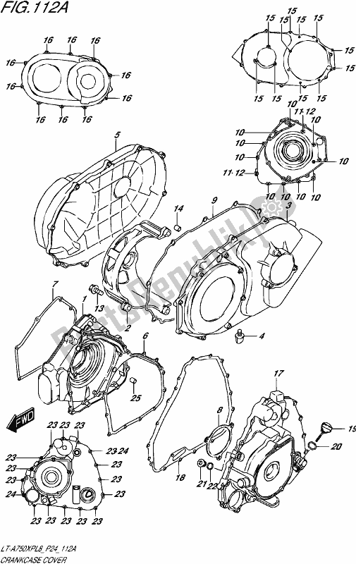 All parts for the Crankcase Cover of the Suzuki LT-A 750 XP 2018