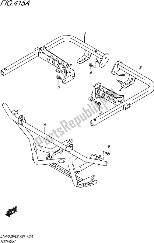 All parts for the Footrest of the Suzuki LT-A 750 XP 2018