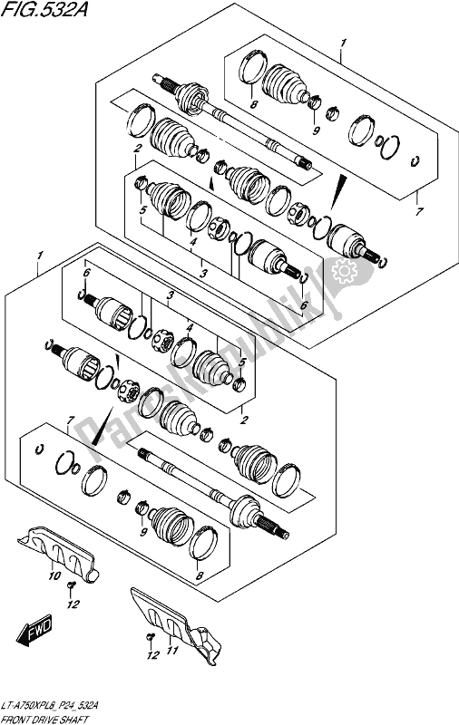 All parts for the Front Drive Shaft of the Suzuki LT-A 750 XP 2018