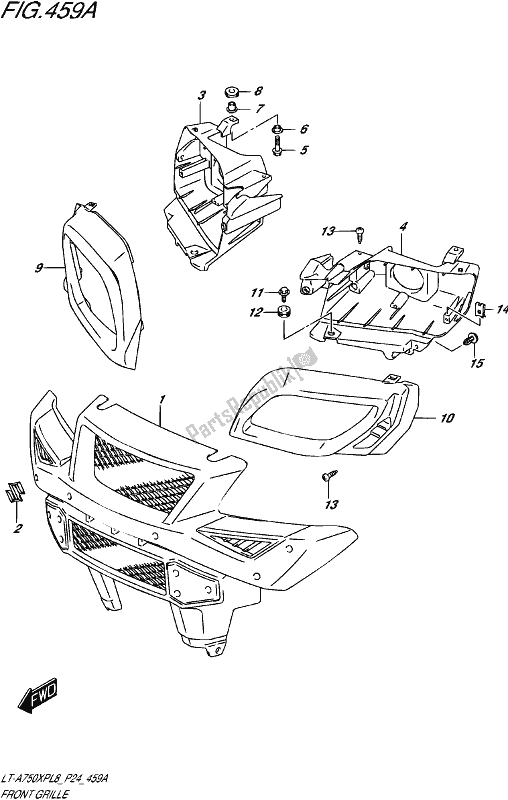 All parts for the Front Grille of the Suzuki LT-A 750 XP 2018