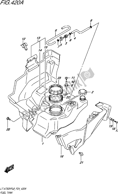 All parts for the Fuel Tank of the Suzuki LT-A 750 XP 2018